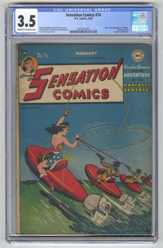 Sensation Comics 74 Cgc 3.  5 Vintage Dc Comic Wonder Woman Golden Age 10c