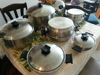 Vtg 13 Piece Rena Ware 3 Ply 18 - 8 Stainless Cookware Set Skillets Pans