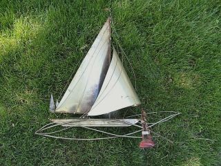 Early 1977 Signed C.  Jere Sailboat Wall Sculpture Mcm Boat Nautical 30x32 "