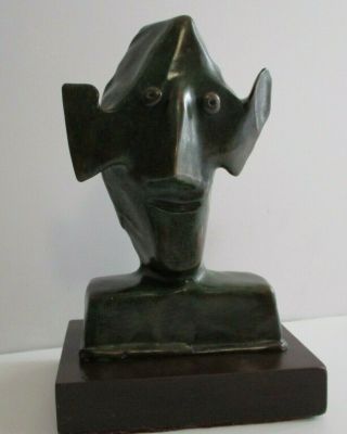 Finest Joan Mahie Bronze Metal Sculpture Abstract Expressionism Cubism Head Face