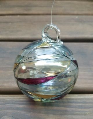 Partylite Calypso Clear Heavy Glass Mosaic Globe Christmas Ornament Suncatcher