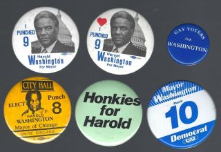 Vintage Chicago Mayor Harold Washington Campaign Buttons - Group D