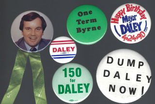Vintage Chicago Mayor Richard M.  Daley Campaign Buttons - Group J