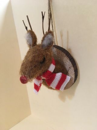 Funny Cute Mounted Rudolph Reindeer Head Christmas Ornament