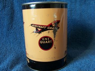 Vintage Archer One Quart Metal Oil Can - Empty - Some damage - Aircraft grade 2