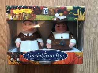 The Pilgrim Pair Salt Pepper Shaker Set Publix Limited Edition Thanksgiving 2002