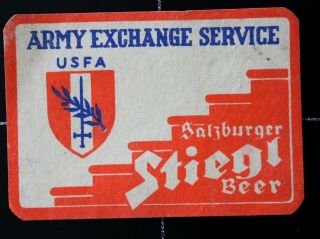 Old Beer Label From Stiegl Brew Austria Salzburg Usfa Army Exchange Service