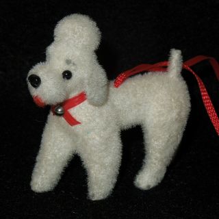 Vintage Kunstlerschutz Wagner Flocked Animal West Germany Ornament Poodle Dog