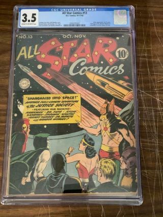 All Star Comics 13,  Dc Comics (1942) Cgc 3.  5,  (wonder Woman)