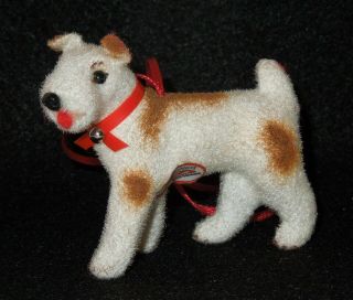 Vintage Kunstlerschutz Wagner Flocked Animal West Germany Ornament Terrier Dog