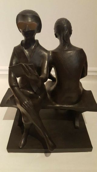 Harry Marinsky Bronze Sculpture Of Women On A Bench