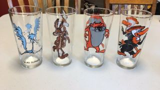 Set Of 4 Pepsi 1973 Looney Tunes Collector Series Glasses Warner Bros