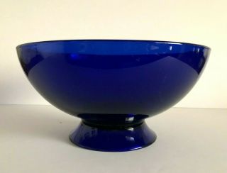Vintage Large Cobalt Blue Glass Footed Fruit/salad Bowl 10.  25 " Diameter