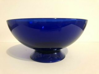 Vintage Large Cobalt Blue Glass Footed Fruit/Salad Bowl 10.  25 