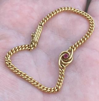 A Ladies Fine Quality Vintage,  Solid 18ct Gold & Ruby Set Bracelet,  “6.  8 Grams”.