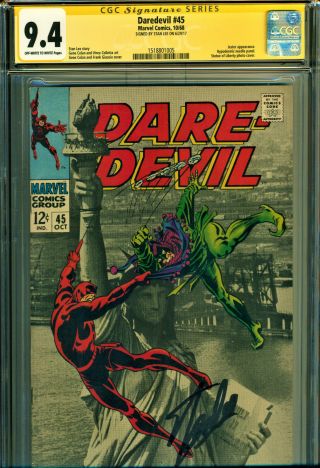 Daredevil 45 Cgc 9.  4 Signed Stan Lee Stan Lee Story/colan Art - Statue Liberty