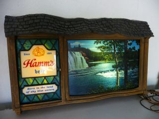 Vintage Hamm’s Beer Scenorama Campfire Waterfall Motion Lighted Hamms Sign