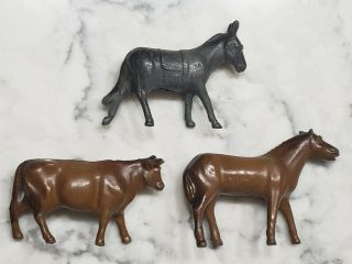 Vintage Painted Lead Mule Donkey 226 Horse Cow Farm Playset Made Usa Toy Figure