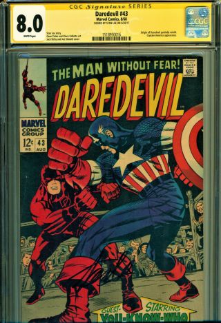 Daredevil 43 Cgc 8.  0 Signed Stan Lee Wpg - Stan Lee Story/colan Art/kirby Cover