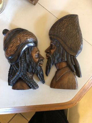 Vintage Hand Carved Wood Wall/folk Art Rastafarian Jamaican Dreadlocks
