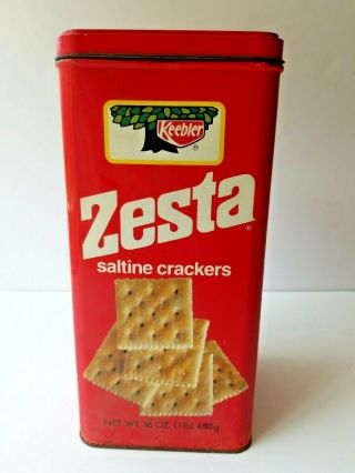 Vintage Keebler Zesta Saltine Cracker Red Tin 1981