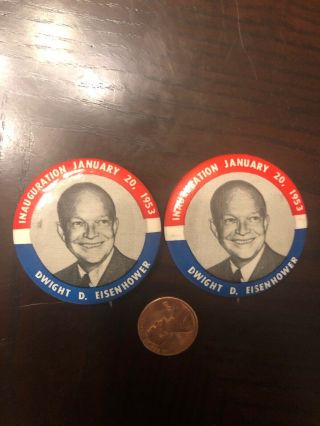 2x President Dwight D Eisenhower Inauguration Jan 20,  1953/photo Pinback Button