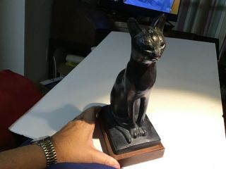 1965 Austin Prods Egyptian Black Cat Statue Art Deco Style.
