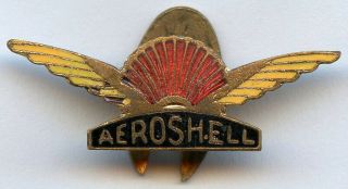 Vintage Aeroshell Shell Aviation Oil Fuel Petrol Buttonhole Badge Pin