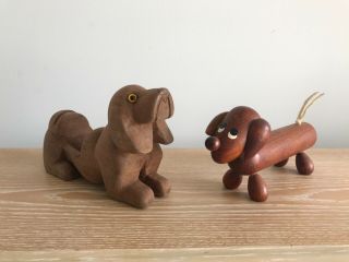 Vintage Primitive Handmade Wooden Dachshund Pipe Rest And Pipe Cleaner For Mwdr