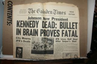 November 22 1963 Gadsden Times Newspaper John F.  Kennedy Assassination Dead