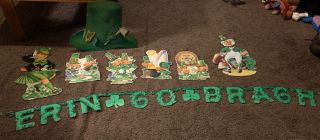 Vintage St Patricks Day Die Cut Cardboard Decorations Hallmark Eureka Dennison