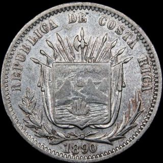 Lucernae Costa Rica 25 Centavos 25 Centavos 9ds.  Heaton Birmn Heaton 1890