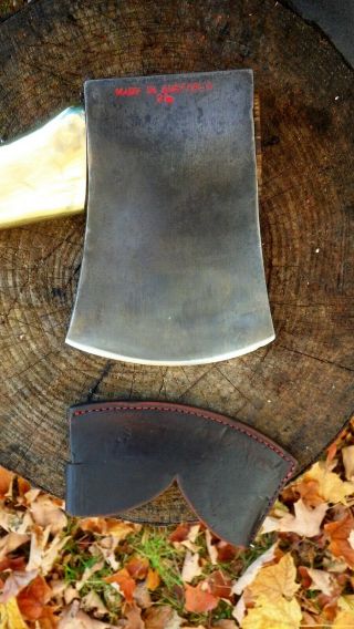 RAZOR SHARP vintage Kelly Dandenong tasmanian racing felling axe w.  SHEATH 3