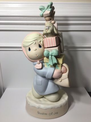 Huge 17 Inches Tall / Action Musical Precious Moments " Bundles Of Joy "