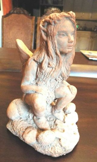 Terra Cotta Fairy 1989 Sculpture Hand Cast Signed By The Artist