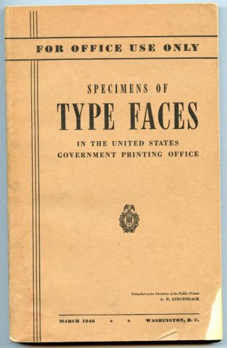 1946 Wwii Era Us Army Specimens Of Type Faces Book Typography Government Print