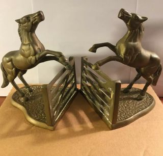 Bronze Western Style 7 Inch Bookends Over 2 & 1/2 Pounds Each.  Horse Bookends 