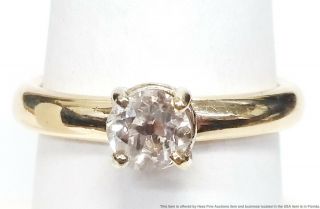 0.  66ct Old European Cut Diamond 14k Yellow Gold Heavy Vintage Engagement Ring