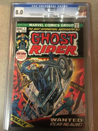 Ghost Rider 1 Cgc 8.  0 White Pages 1st Appearance Son Of Satan Marvel Comics