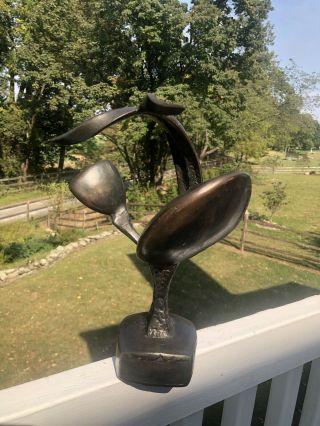 Signed Vintage Modernist Bronze Metal Sculpture Abstract Brutalism Biomorphic