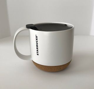 Starbucks White Ceramic Coffee Mug With Cork Bottom 2013 12oz