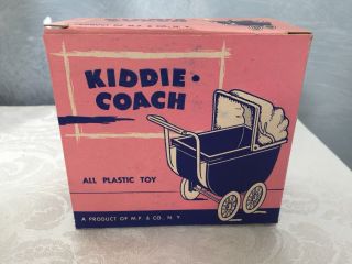 VINTAGE M.  P& Co.  Kiddie Coach BLUE Doll Carriage Stroller w/ Box 3