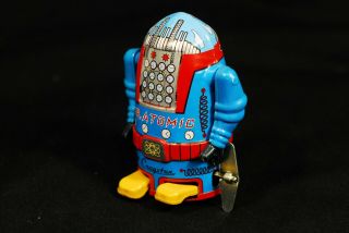 Mr Atomic Robot Vintage Japanese Wind - Up Tin Toy 11.  5cm Made in Japan 2