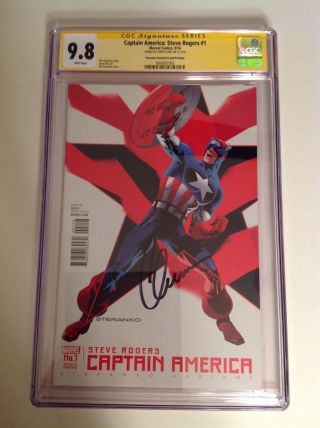 Cgc Ss 9.  8 Captain America: Steve Rogers 1 Variant Signed By Chris Evans