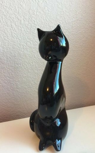 Vintage Mid Century Modern Ceramic Shiny Black Cat Figure Statue Home Decor