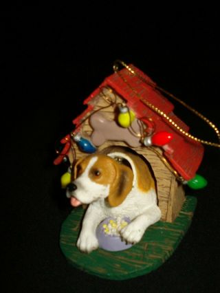 Bobble Head Dog In Decorated Dog House Christmas Ornament
