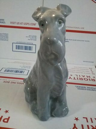 Schnauzer Grey Ceramic Porcelain Sitting Dog Figurine Vintage