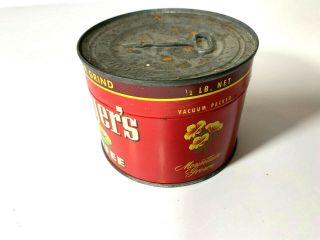 Vintage 40s - 50s Folgers 1/2 lb pound coffee can with key 2