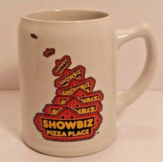 Vintage Showbiz Pizza Place Coffee Beer Mug 20oz Ceramic Cup Show Biz Stein