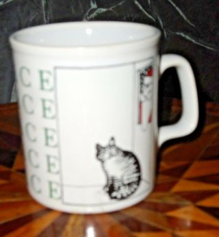 Kliban Cat Coffee Mug Cup Santa Peace 10 Oz England Kiln Craft Vtg